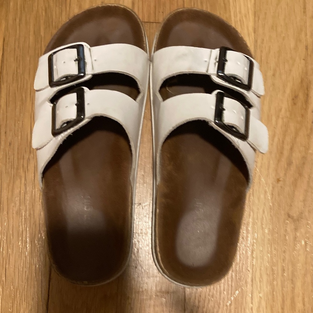 Madden Girl White Double Buckle Sandals